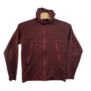 Oakley Mens XL Full Zip Hoodie Fleece Jacket Maroon Burgundy Thumbholes 26088